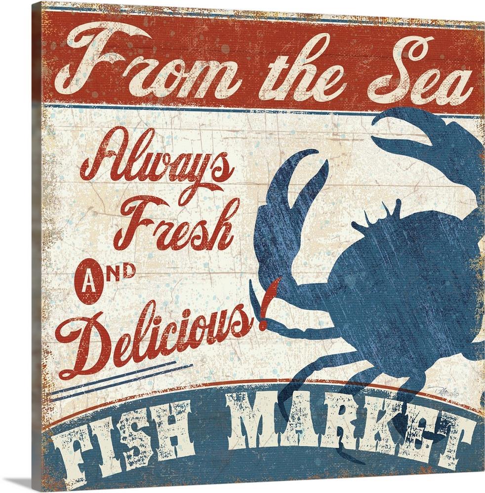 GreatBigCanvas Fresh Seafood IV by Pela Studio 36-in H x 36-in W Abstract Print on Canvas | 1395559-24-36X36