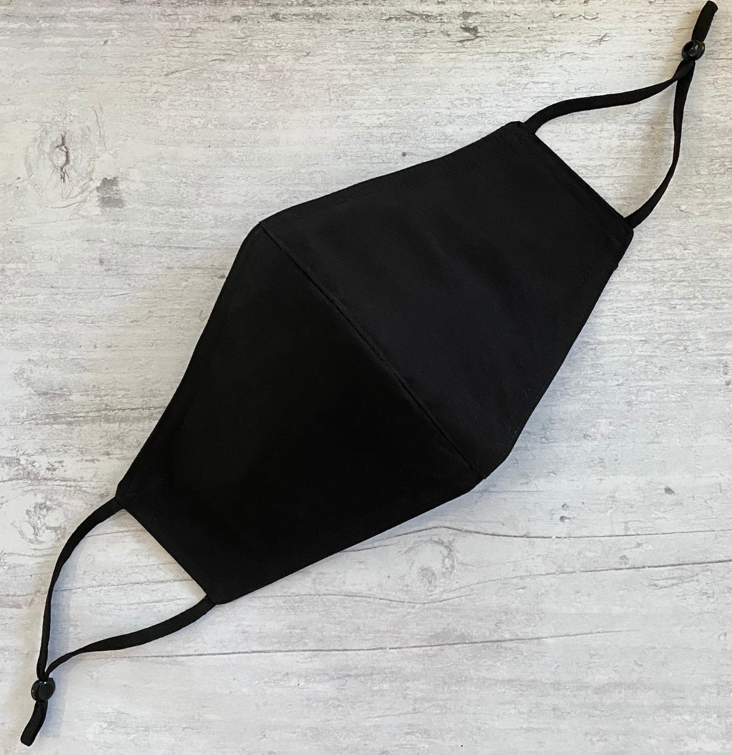 All Black Cotton Blend Face Mask | Reversible & Adjustable Straps