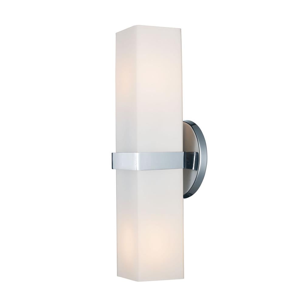 Lucid Lighting 3.25 in Wide Indoor Armed Wall Sconce, 2-Light, Simple Rectangular Shape, Blends with Modern and Contemporary Style, White Glass