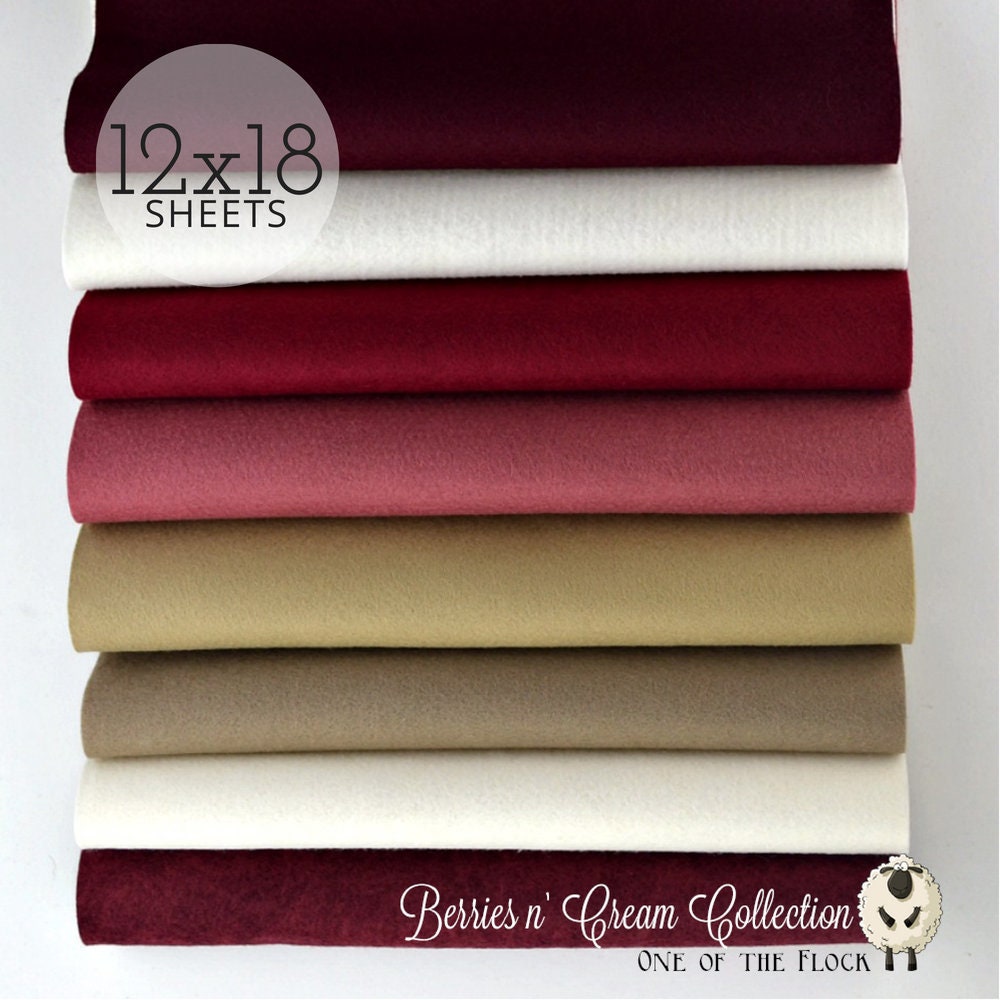 Berries N' Cream Collection, Wool Blend Felt Sheets, Fabric, Fabric Bundle, Bundles, Collections