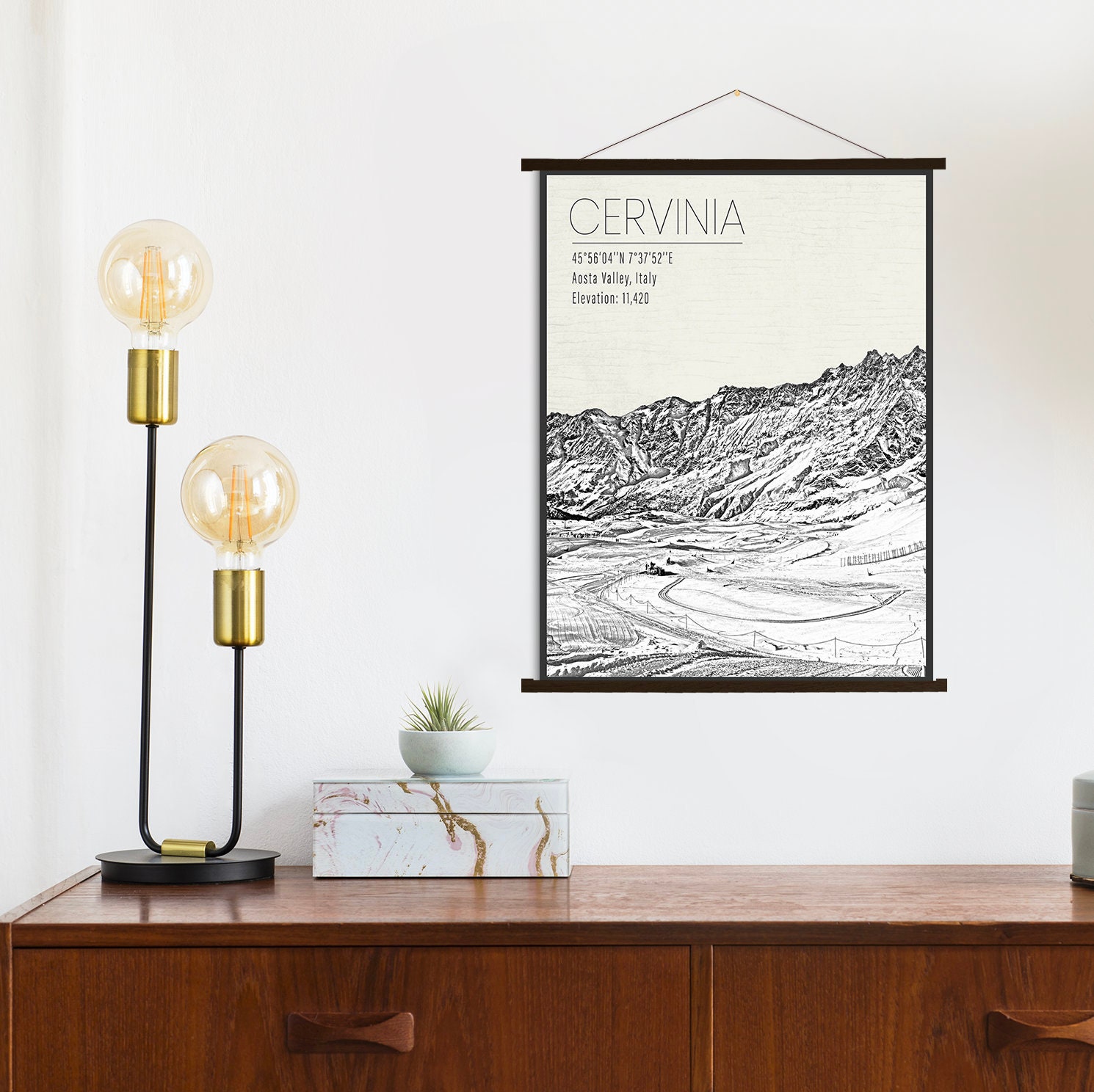 Cervinia Italy Ski Resort Print | Hanging Canvas Of Printed Marketplace