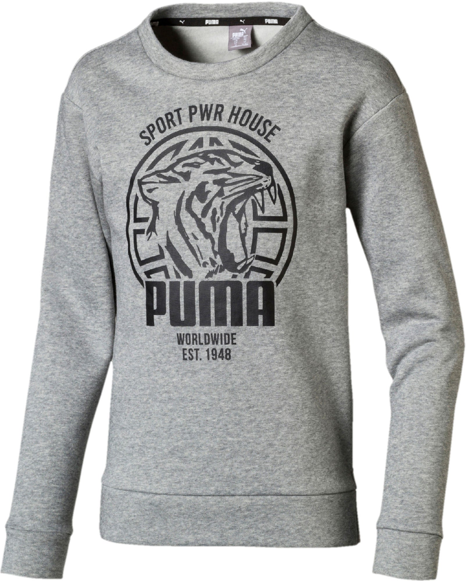 Puma Alpha Graphic Crew Pullover, Medium Grey Hea 92
