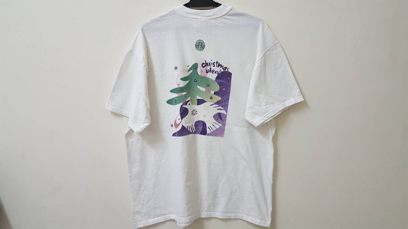 Vintage Starbucks Coffee Christmas Blend Promo T Shirt Nice Design Rare All Books For Children Holiday Book Buy Campaign Tee