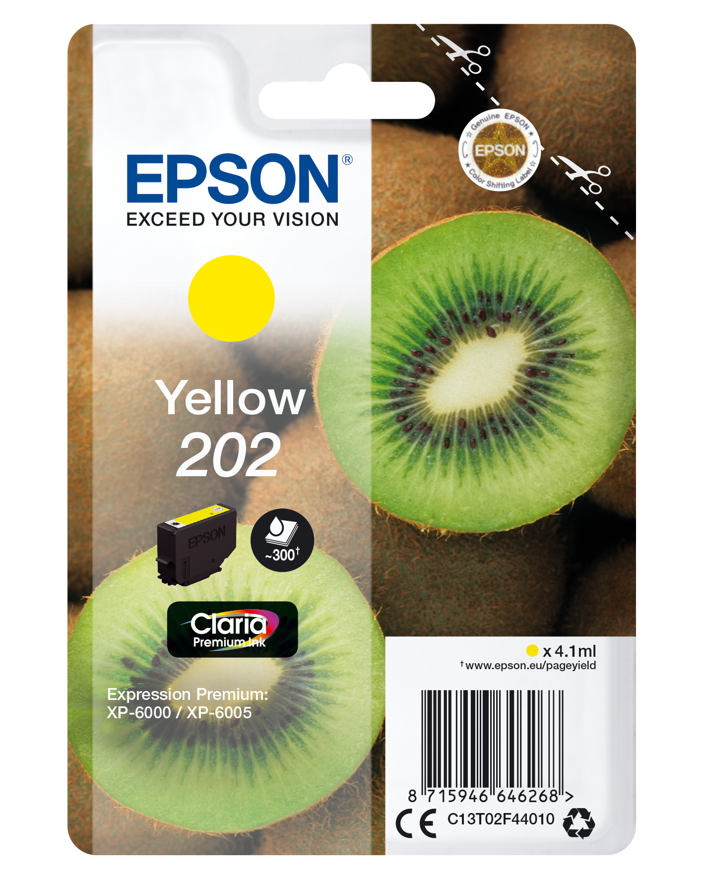 Epson C13T02F44010 (202) Ink cartridge yellow, 300 pages, 4ml