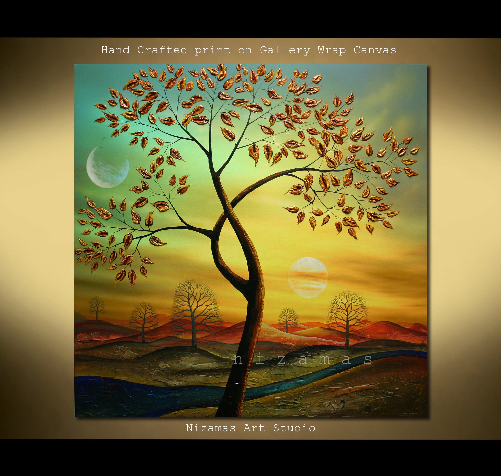 Art On Canvas, Bold Pastel Color Blends & The Tree Makes This Perfect Modern Accent Print Canvas By Nizamas Ready To Hang