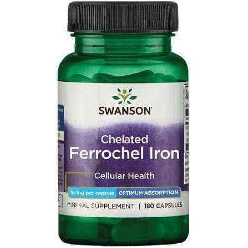 Chelated Ferrochel Iron, 18mg - 180 caps