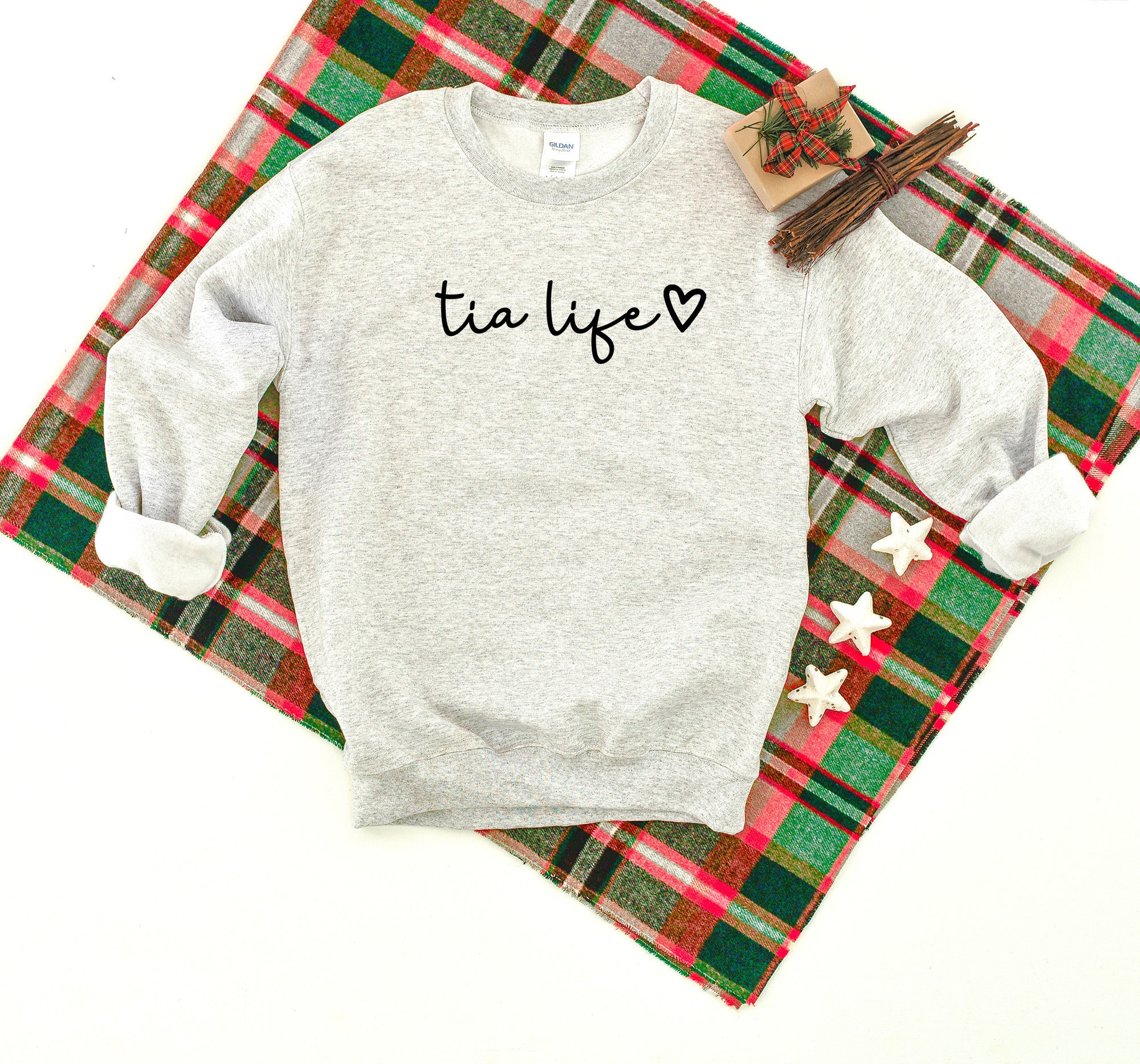 Tia Life Script Heavy Blend Crewneck Sweatshirt, Auntie Shirt, Gift For Auntie, Gift, Aunt Sweater