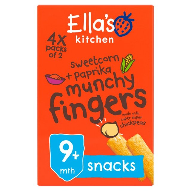 Ella's Kitchen Sweetcorn & Paprika Organic Fingers, 9 mths+ Multipack