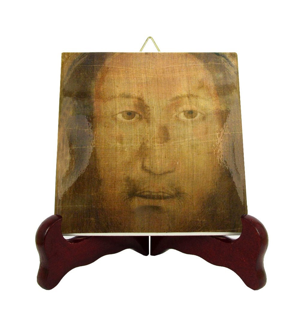Manoppello Image - Religious Icon On Tile Holy Face Of Jesus Catholic Gifts Icons Christ Volto Santo Religious