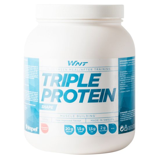 Proteiinijauhe "Triple Protein" Mansikka 1kg - 23% alennus
