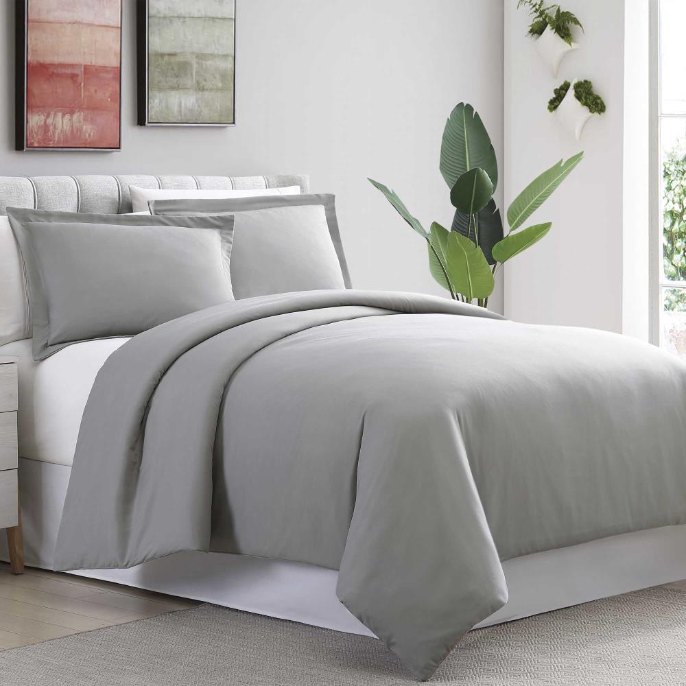 Amrapur Overseas Ultra-Plush Solid Duvet Set Gray Multi Reversible Twin Duvet (Blend with Polyester Fill) | 3D100MFE-GRY-TN