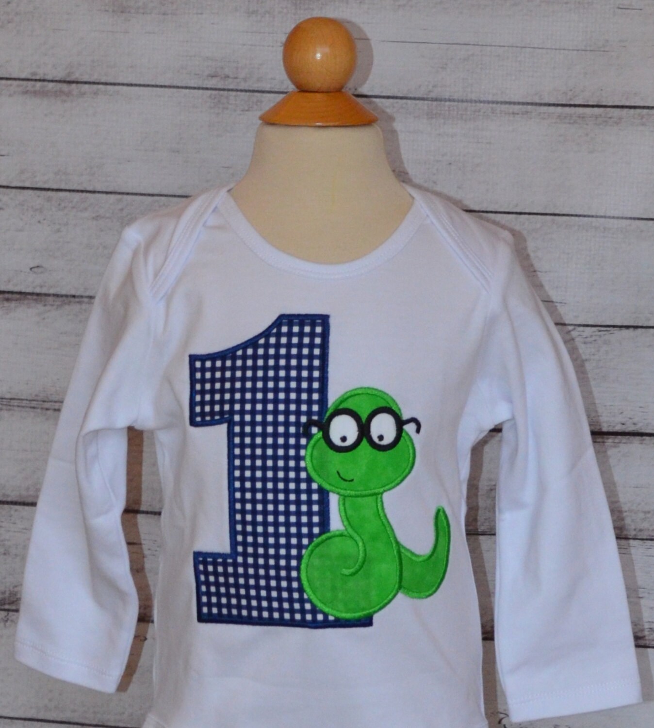 Personalized Book Worm Birthday Applique Shirt Or Bodysuit Girl