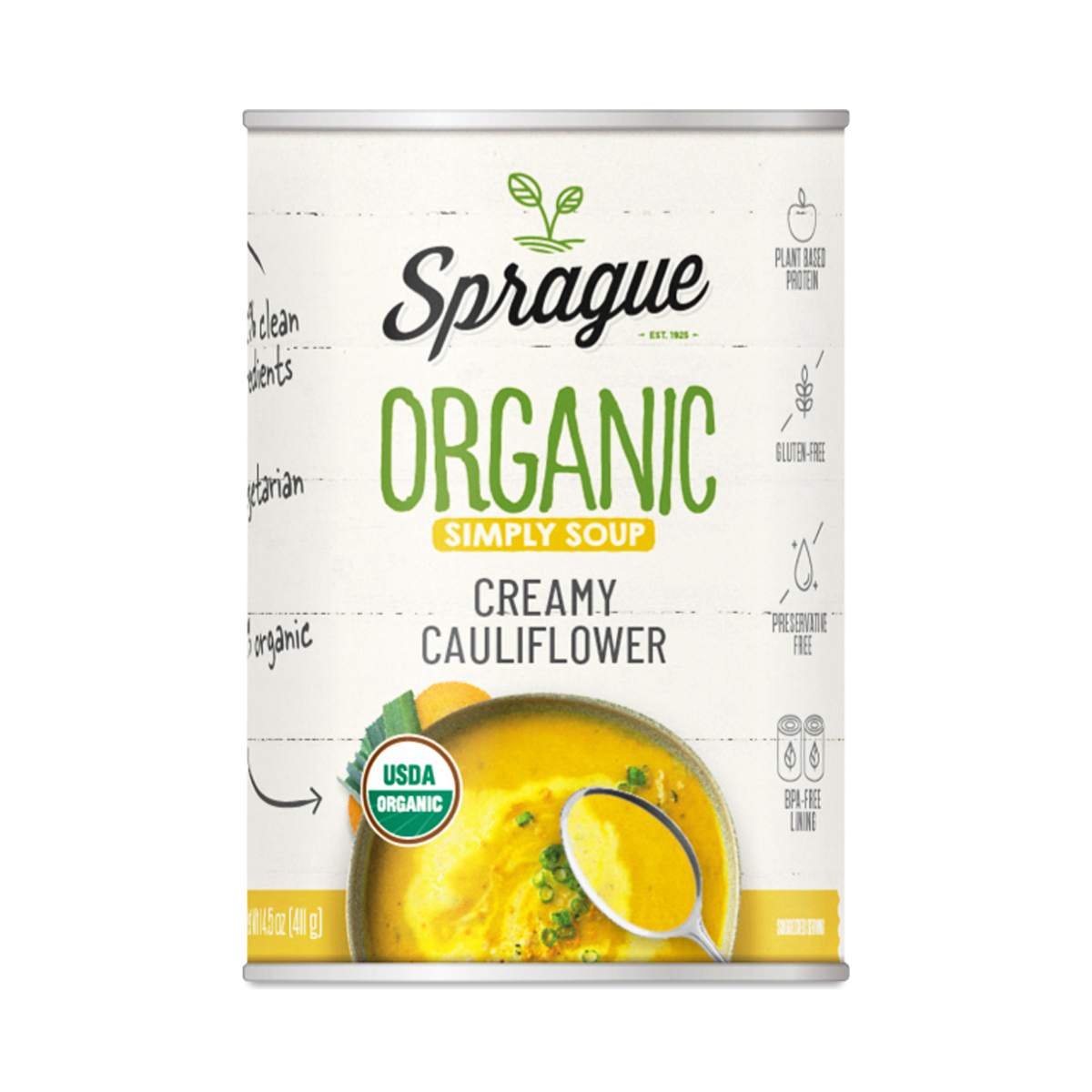Sprague Organic Creamy Cauliflower Soup 15 oz can