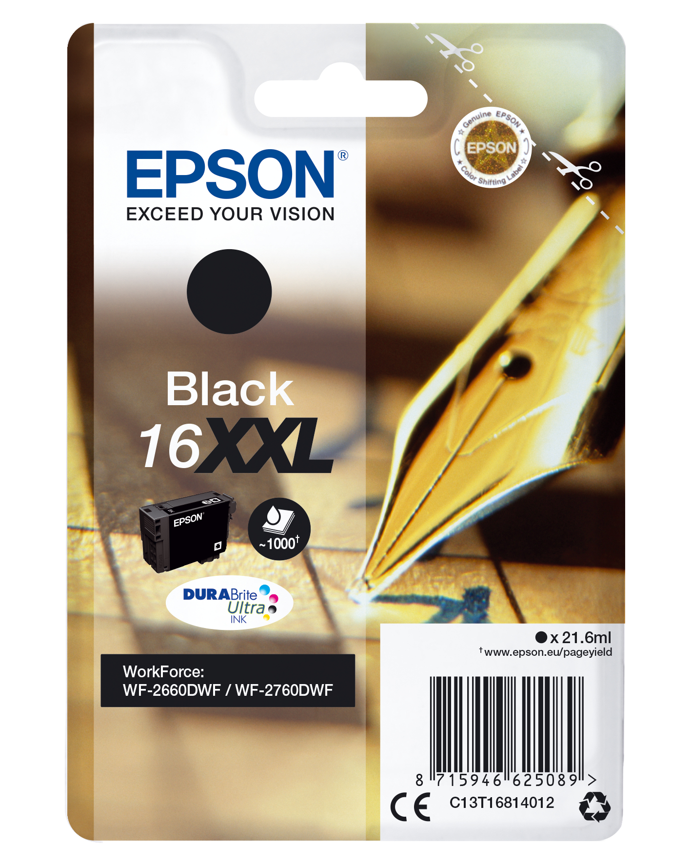 Epson C13T16814012 (16XXL) Ink cartridge black, 1000 pages, 22ml