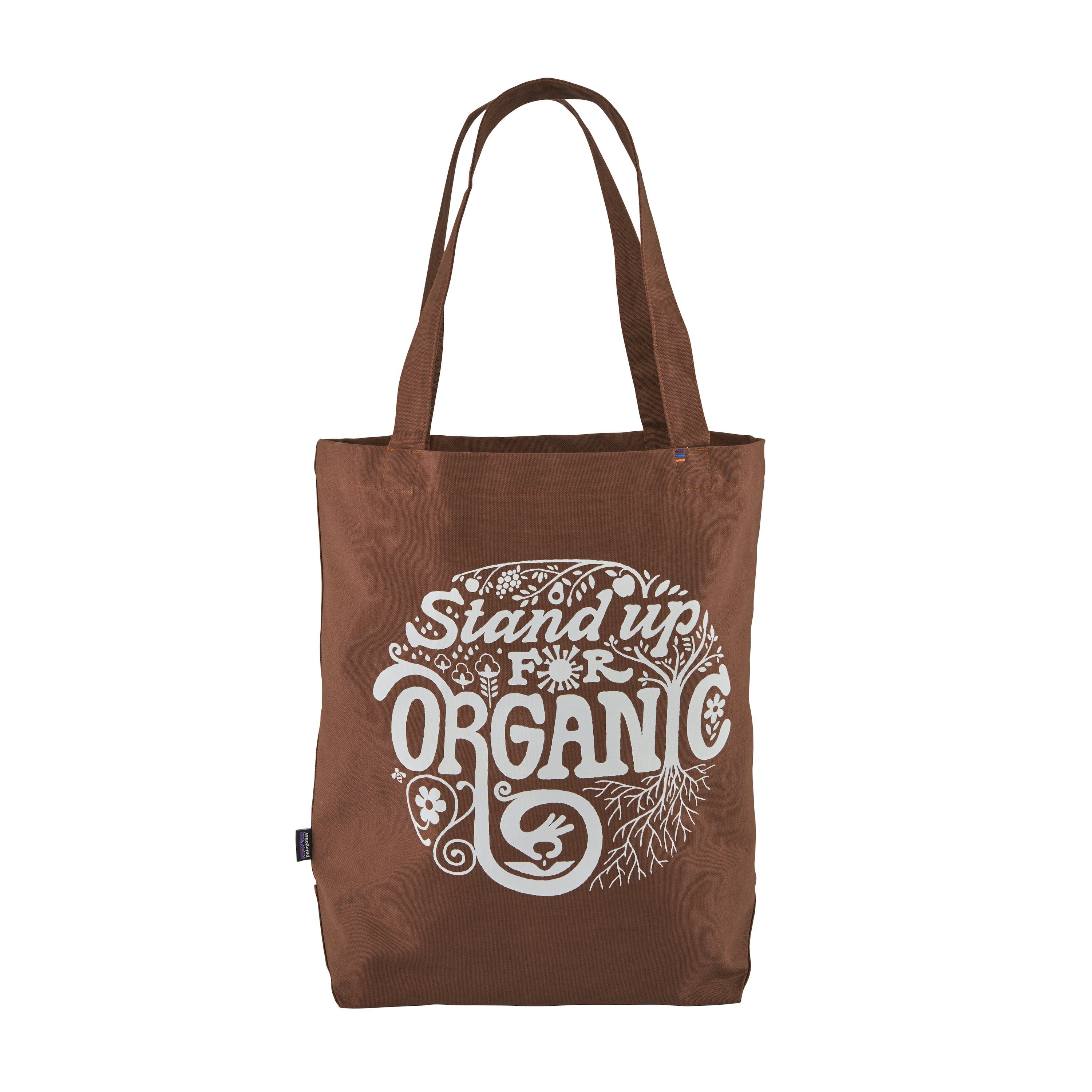Patagonia Market Tote - Durable Bag from Organic Cotton, Root Revolution Graphic: Earthworm Brown