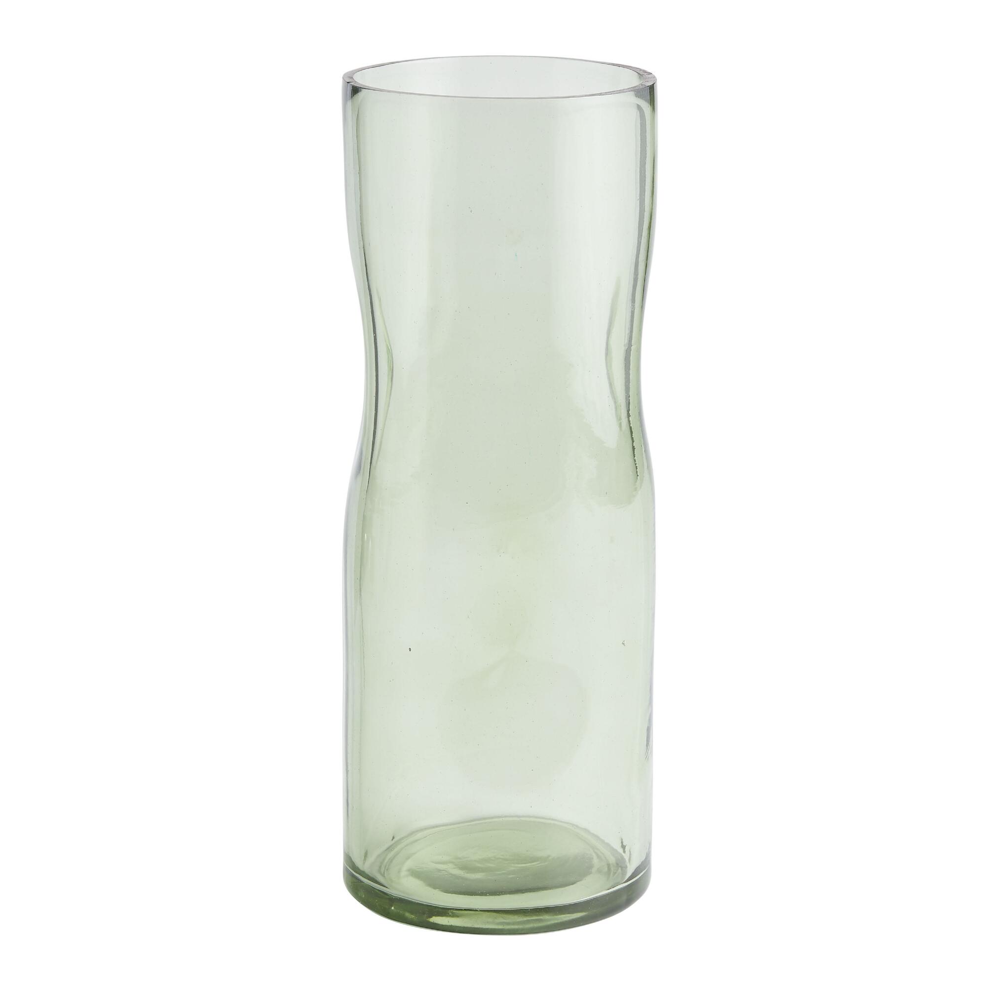 Tall Green Recycled Glass Thumbprint Vase by World Market