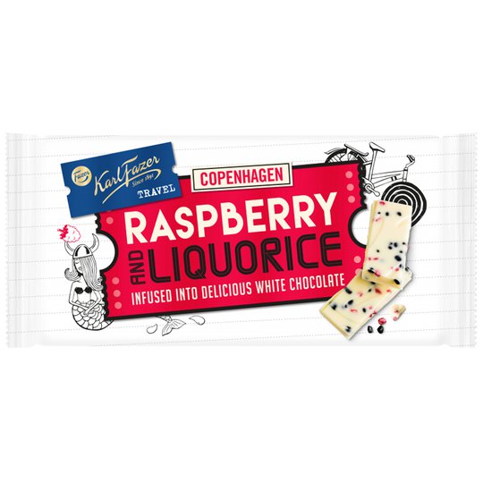 Valkosuklaa "Raspberry & Liquorice" 130g - 45% alennus