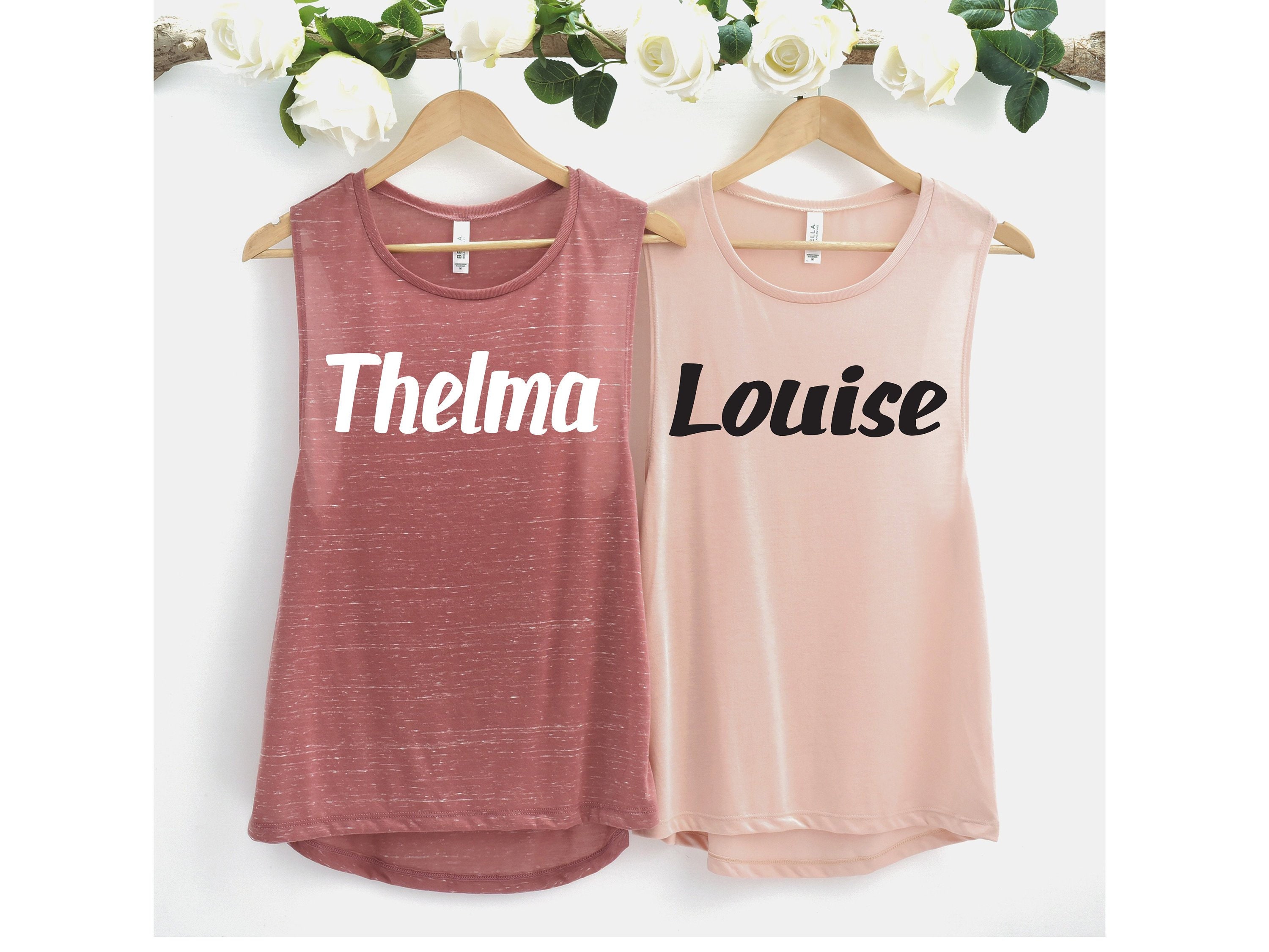 Best Friend Gifts, Shirts Tanks, Bestie Friends Muscle Tank Tops For Women, Thelma Louise Tanks Free Shipping Not Vinyl