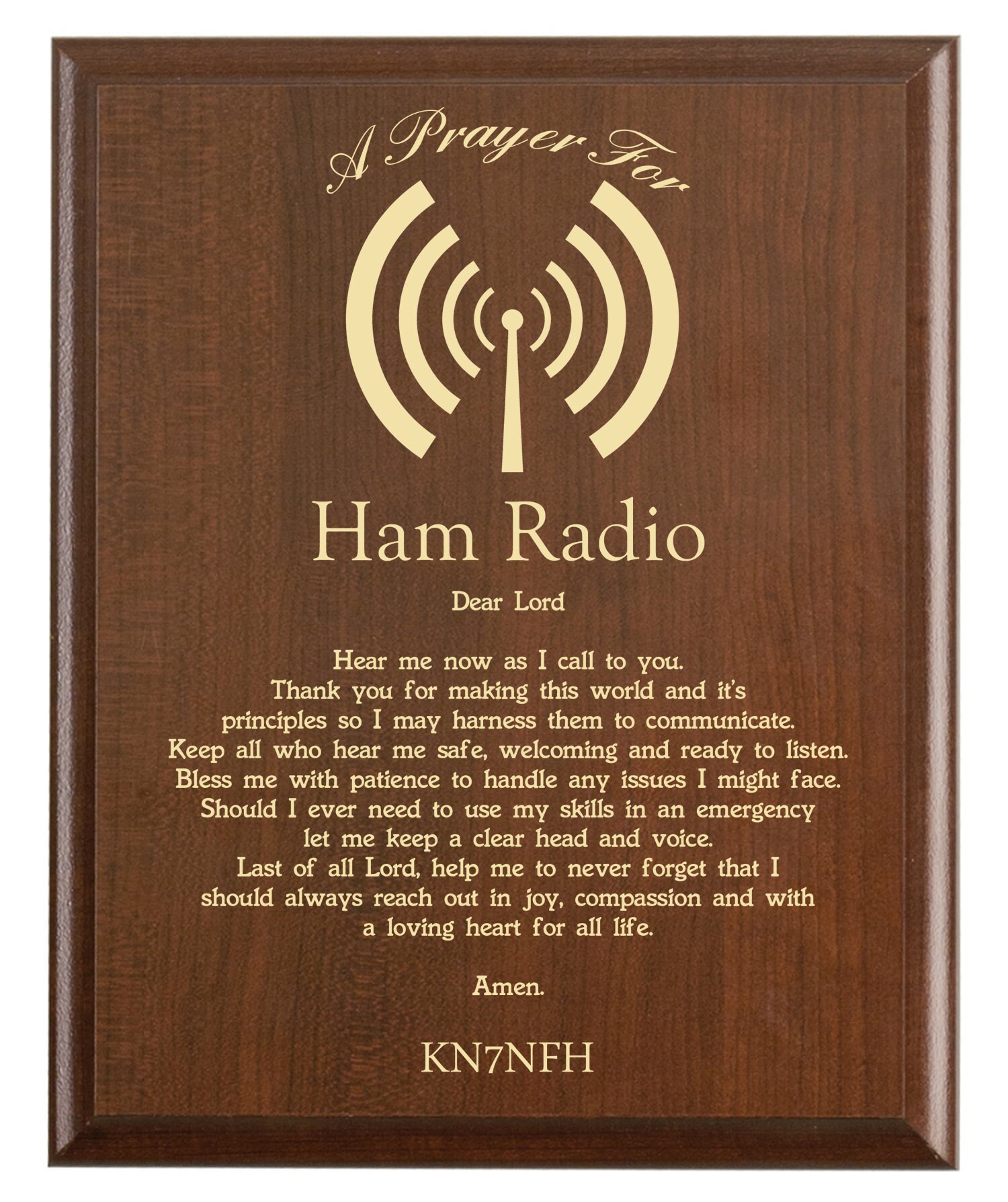 Ham Radio Prayer Plaque | Amateur Operator Gift Personalized Call Sign Decor For Their Shack