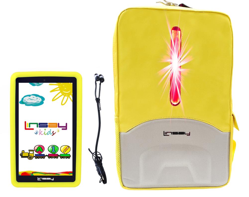 LINSAY 7-in Wi-Fi Only Android 10 Tablet with Accessories with Case Included Type Cover Included | F7XHDKIDSBEPYELLOW