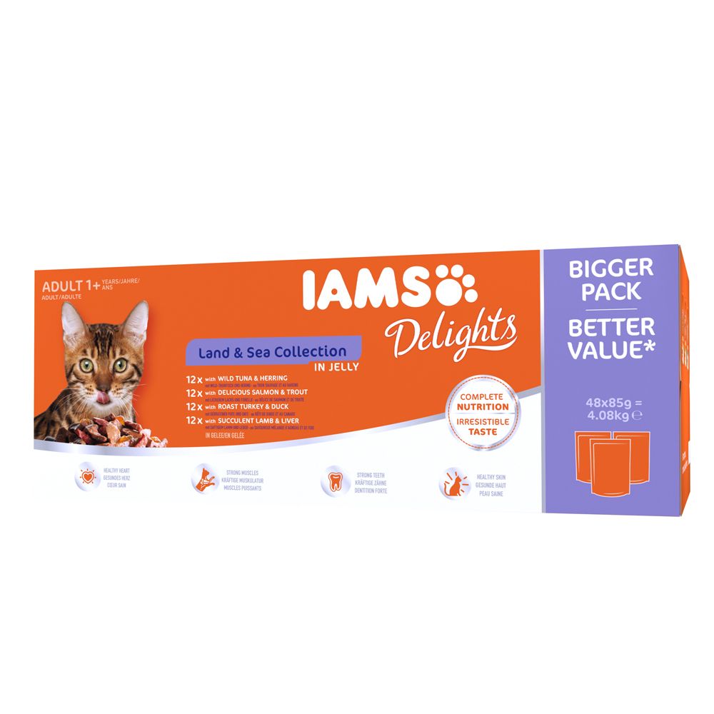 96 x 85g IAMS Delights Wet Cat Food Mega Pack!* - Land & Sea Collection in Gravy