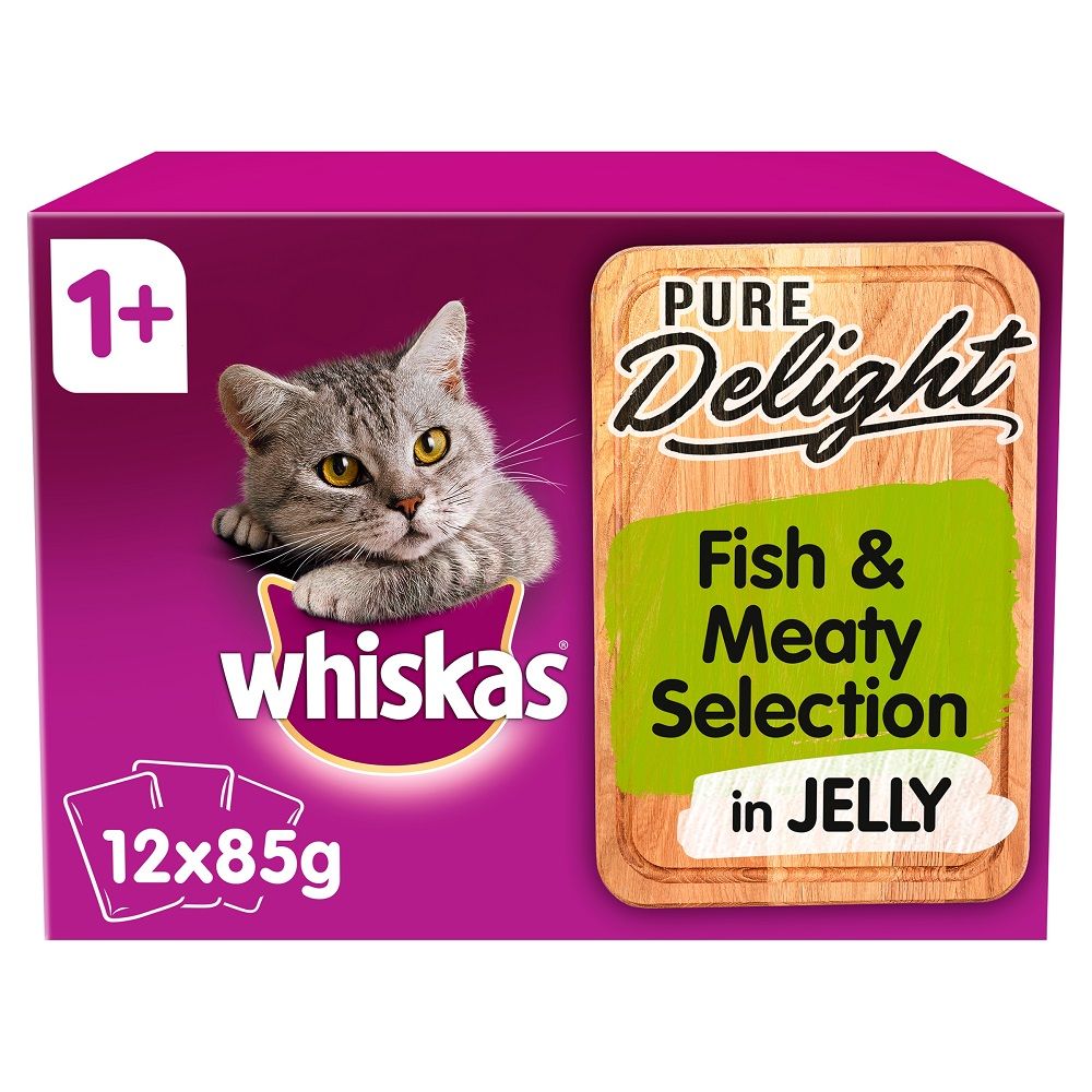 Whiskas 1+ Pure Delight Fishy & Meaty Selection in Jelly - 12 x 85g
