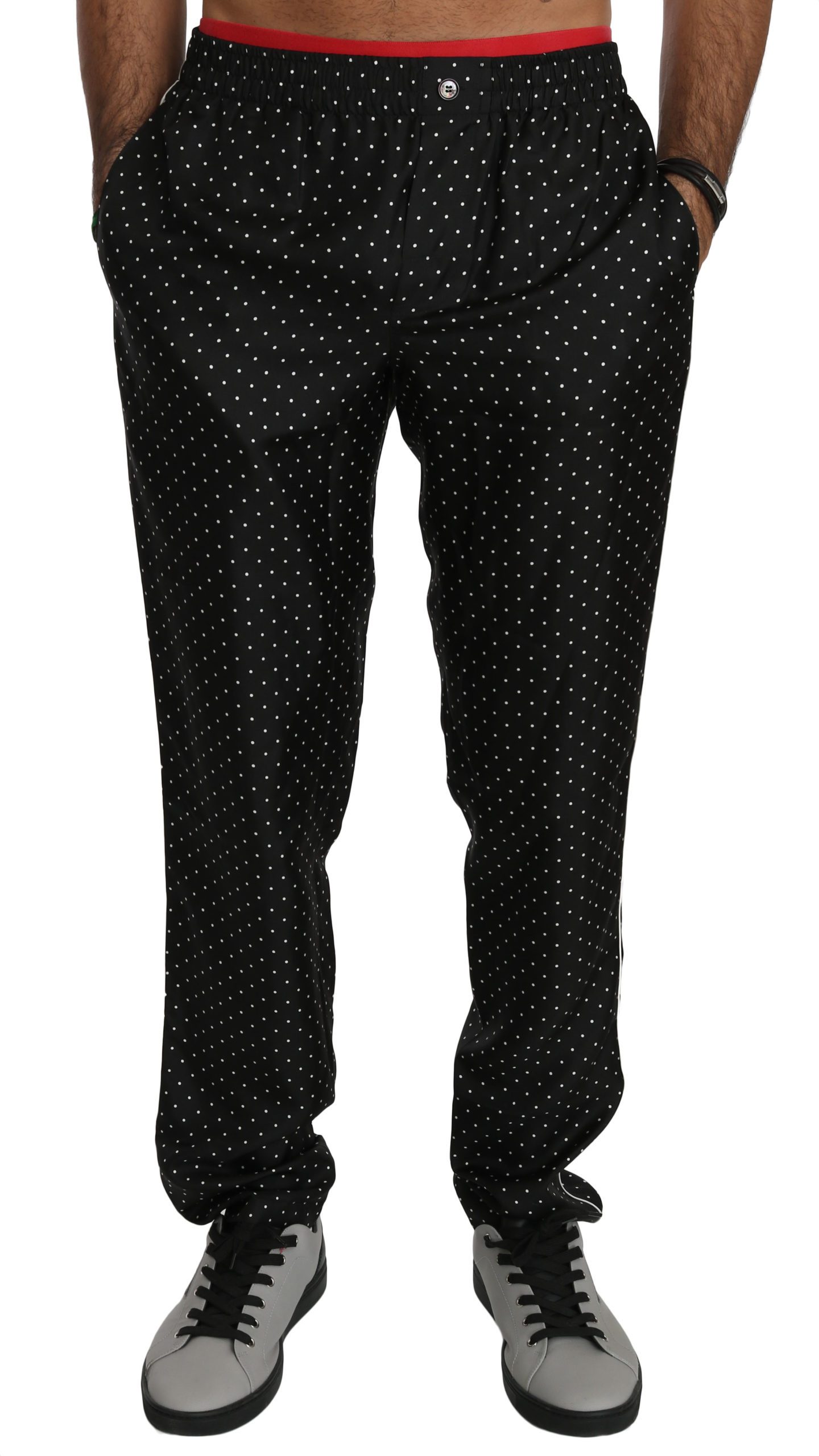 Dolce & Gabbana Men's Polka Dots Silk Trouser Black PAN70749 - IT46 | S