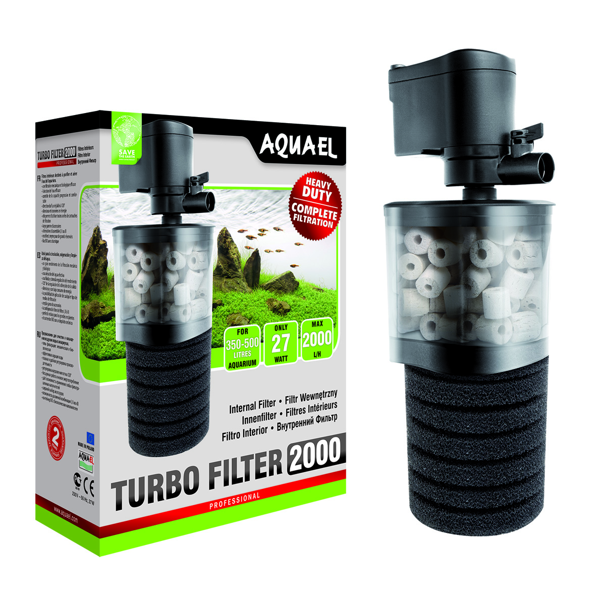 Aquael Innerfilter TURBO Svart 27W 2000l/h