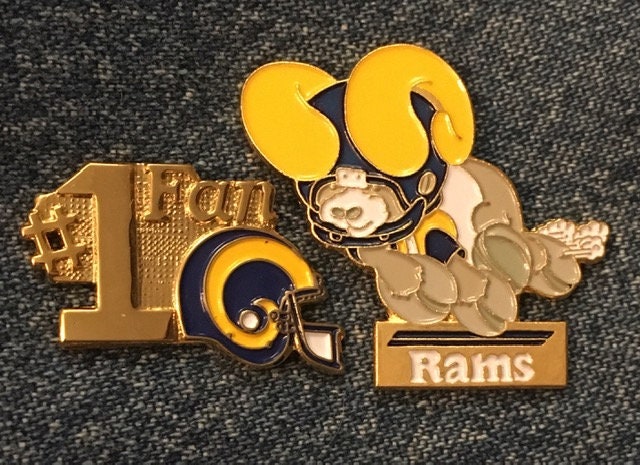 Los Angeles Rams ~ Set Of 2 Nfl Huddles Pin Football 80's Vintage