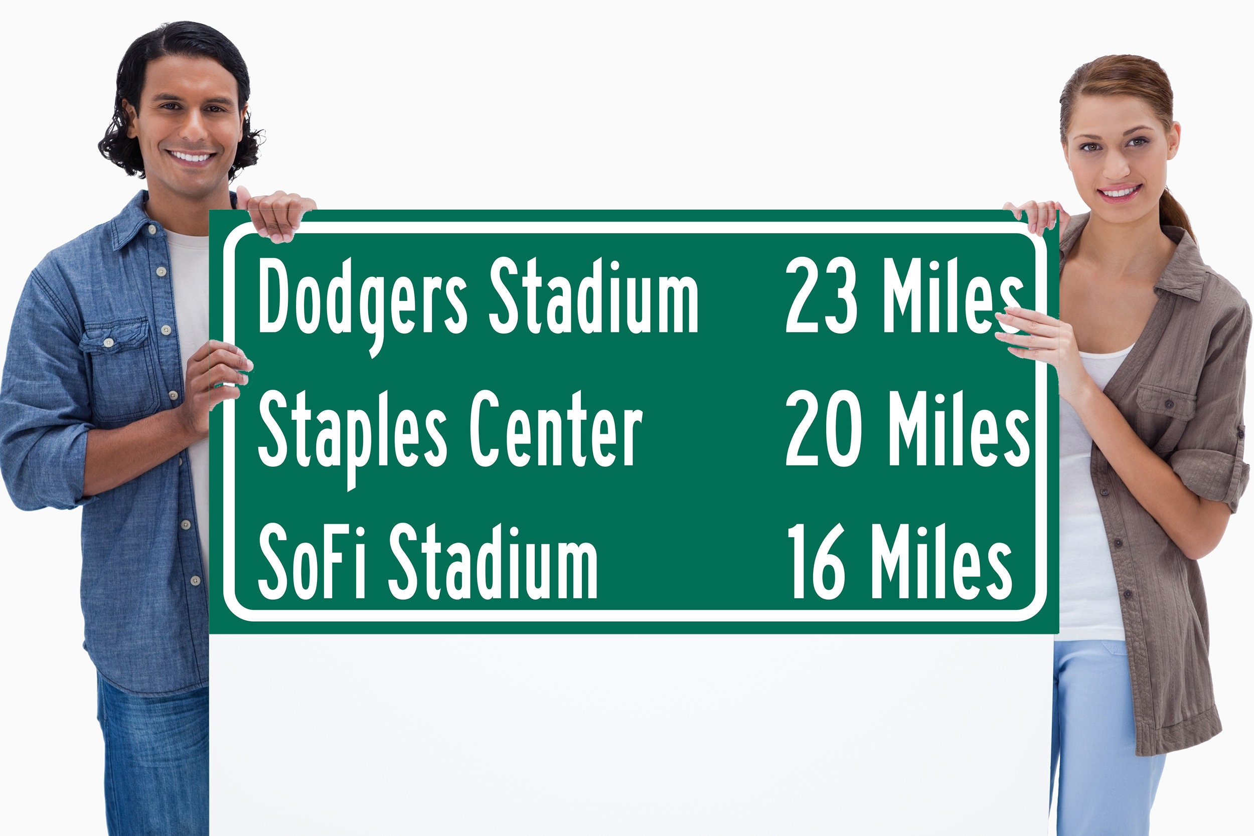 Dodger Stadium/ Sofi Stadium/Staples Center | Los Angeles Dodgers/ La Rams| Lakers Distance Sign Highway