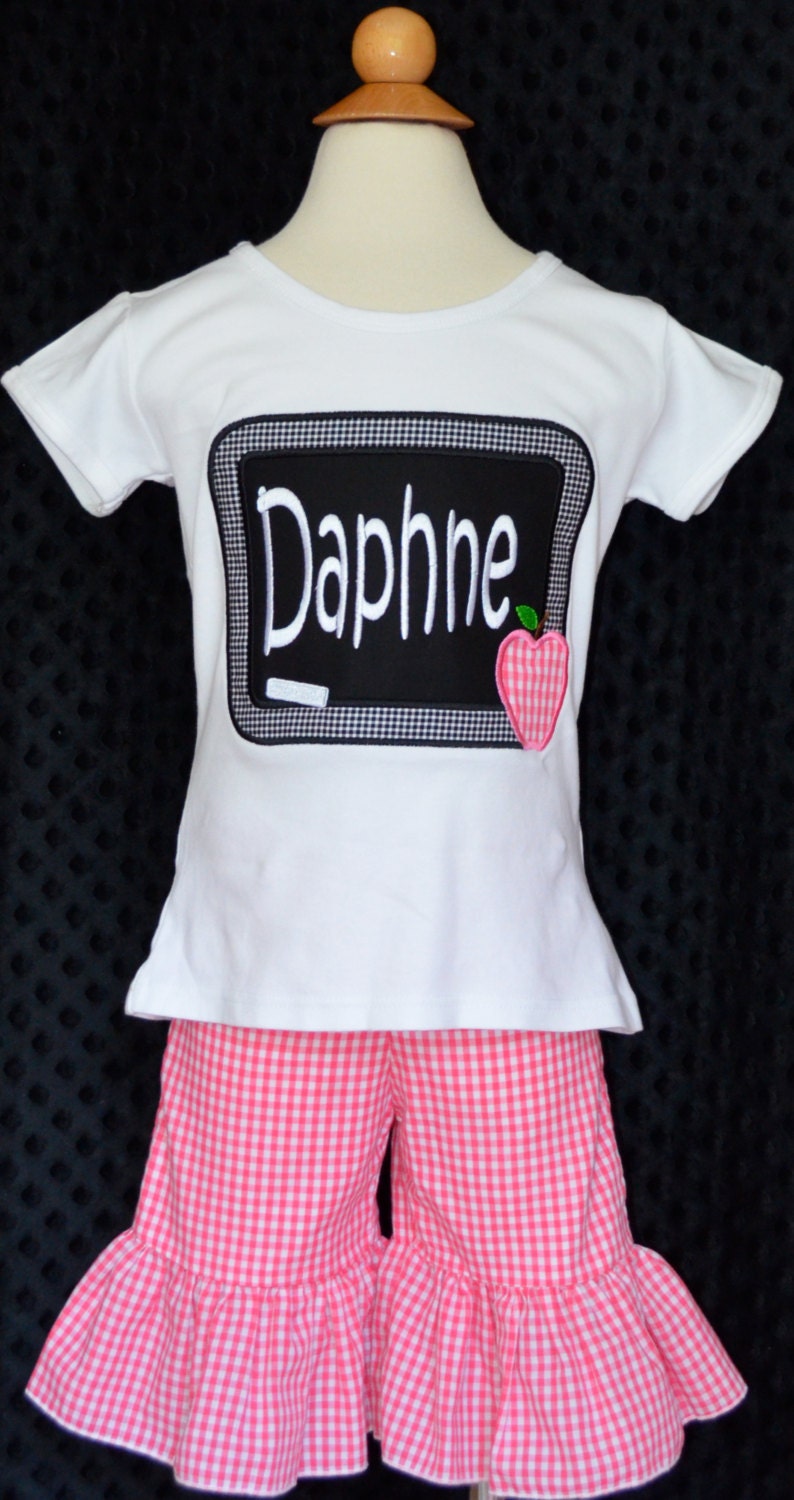 Personalized Chalkboard With Apple Applique Shirt Or Bodysuit Girl