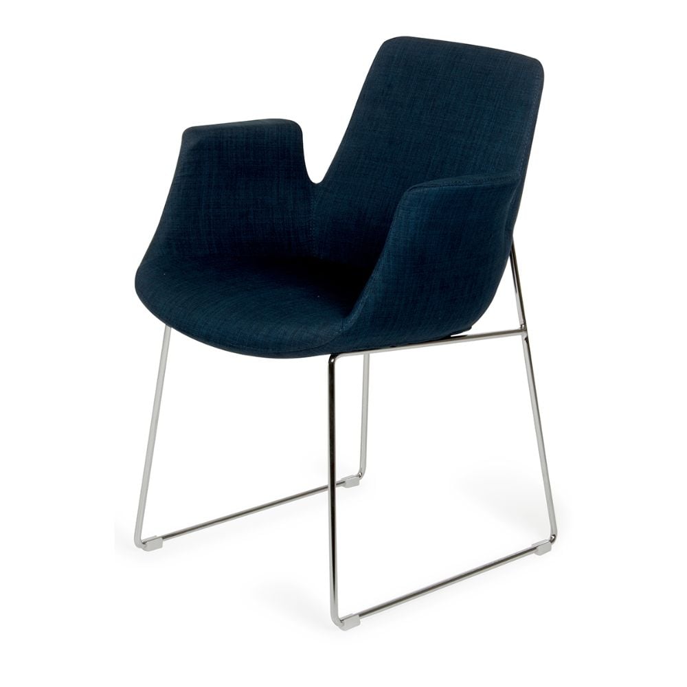 HomeRoots Valerie Contemporary/Modern Polyester/Polyester Blend Dining Side Chair (Metal Frame) in Blue | 283961