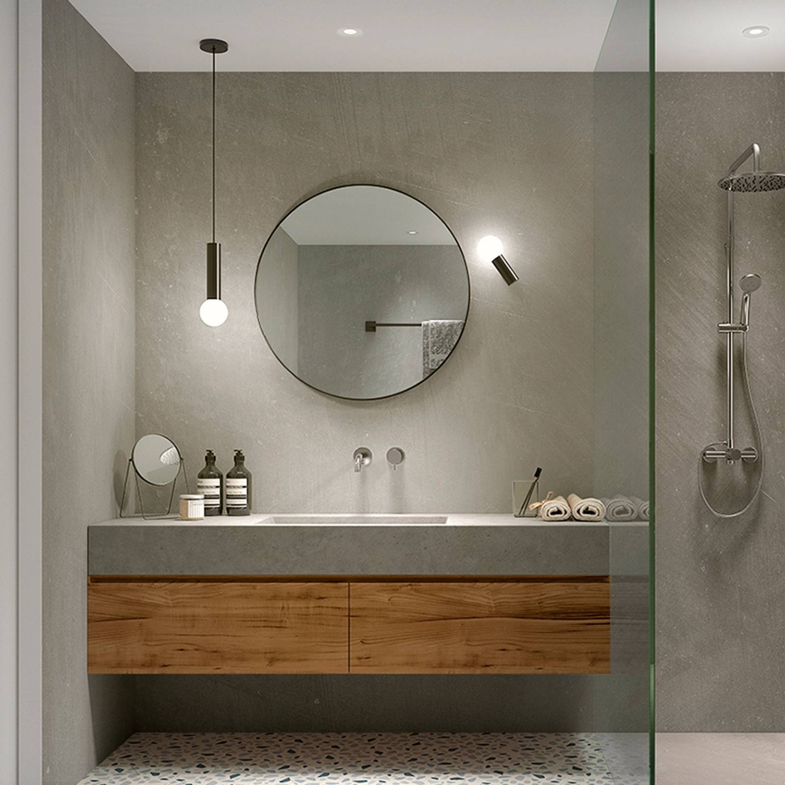 LEDS-C4 Mist, kylpyhuoneen seinälamppu, kromi