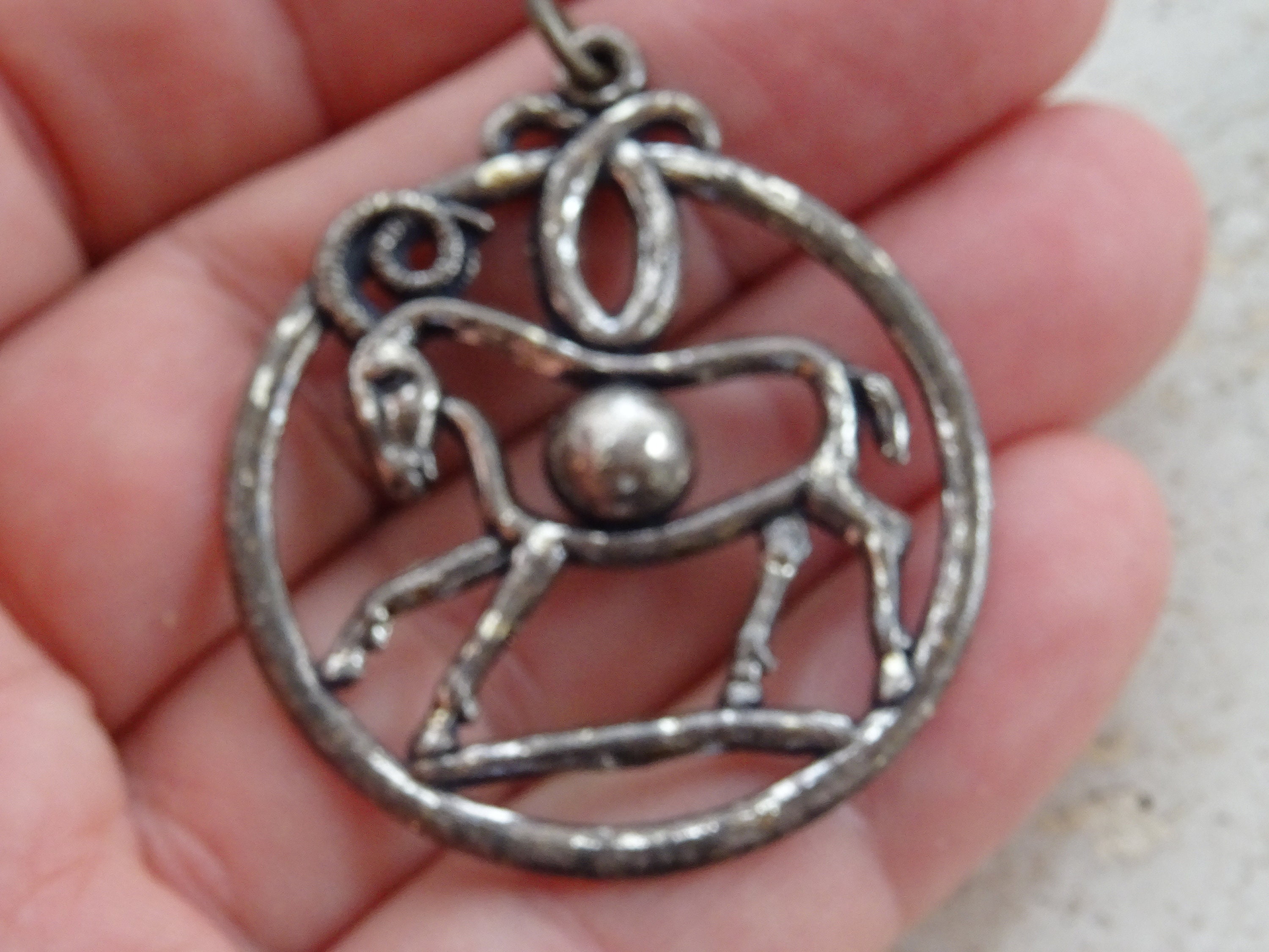 Vintage Silvered Zodiac Constellation Medal Pendant Charm Medaillon Medallion Sign Of Aries. | Ram 3 B