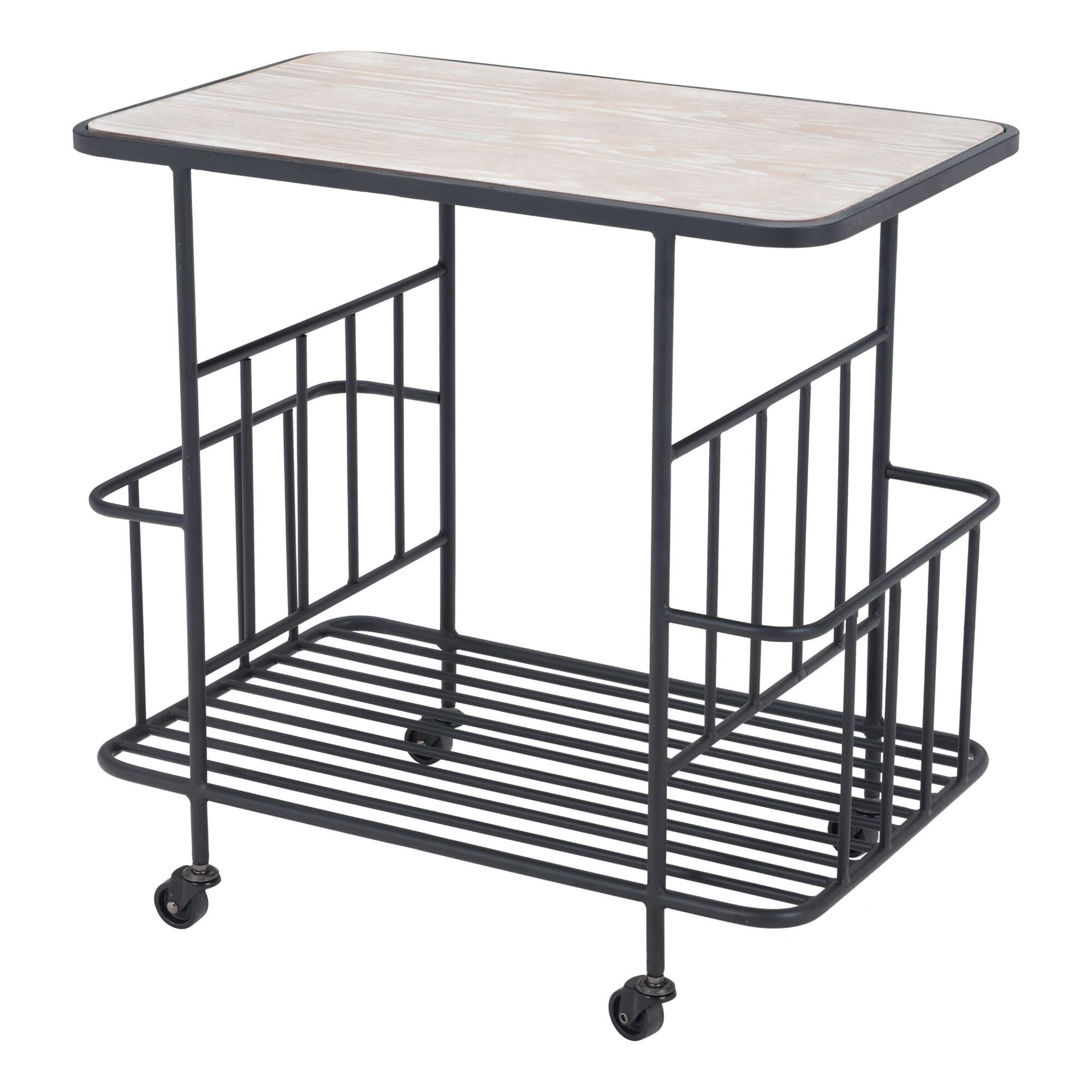 Steel and Wood Pacific 2 Tier Bar Cart: Black by World Market