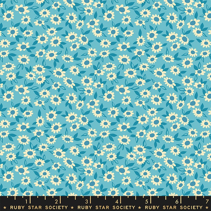 Preorder Only - Stay Gold -Morning Blend Daisy Flower Turquoise Rs0023 15 Ruby Star Society Melody Miller Moda Fabrics