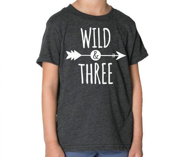 Third 3rd Birthday "Wild & Three' Tri Blend Toddler, Kids Track T-Shirt - Sizes 2T, 4T, 6
