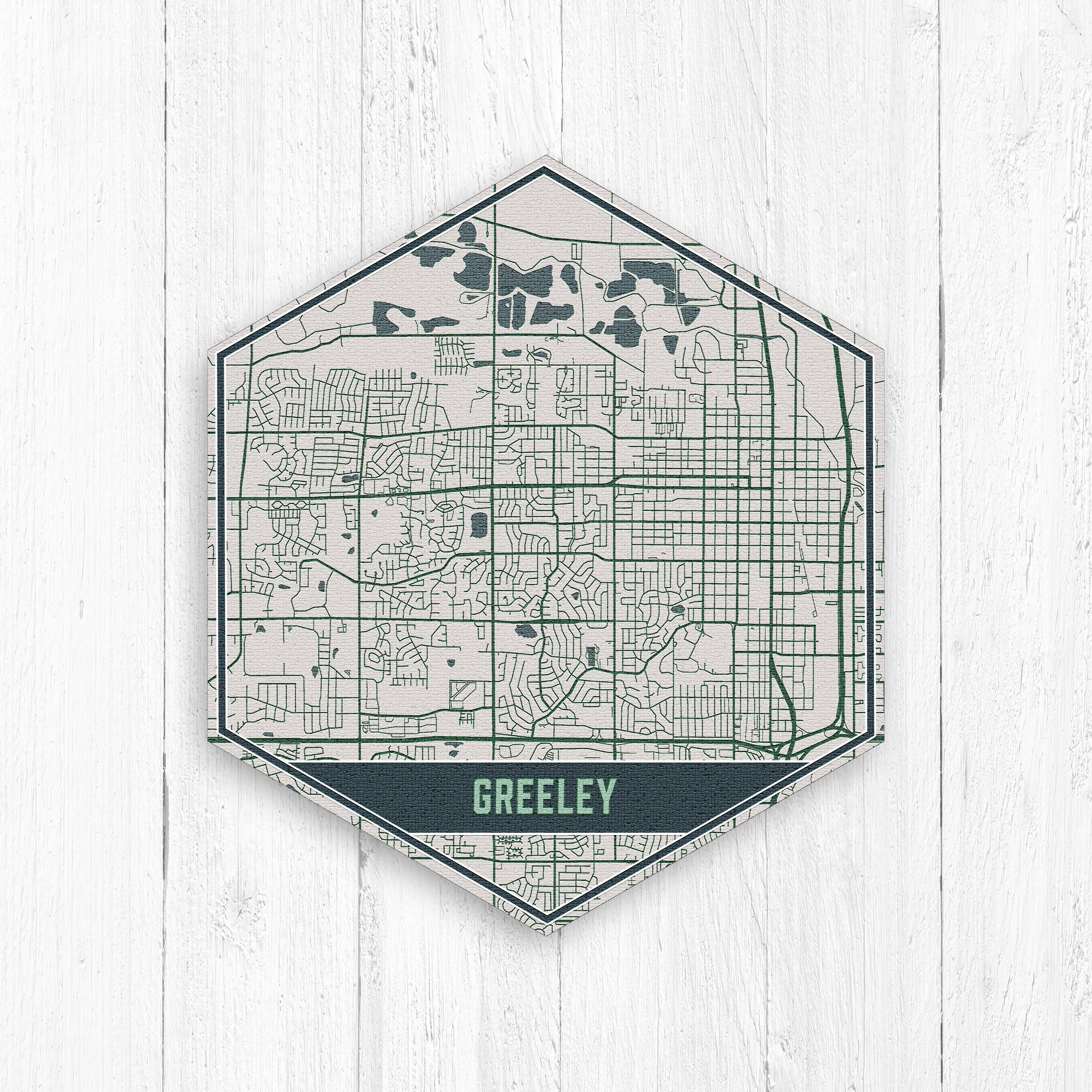 Greeley Colorado Map, Hexagon Canvas, Travel Collection, Greeley, Map Of Wall Art, Street Print