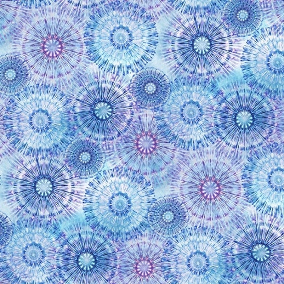 Sea Fabric, Ocean Bohemian Blends Digital Print, Geometric Blue Hoffman California Fabrics, S4754-120