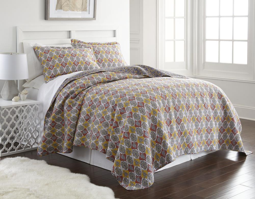 Amrapur Overseas Block print paisley Multi Multi Reversible King Quilt (Blend with Polyester Fill) | 3CTNQLTG-PSY-KG