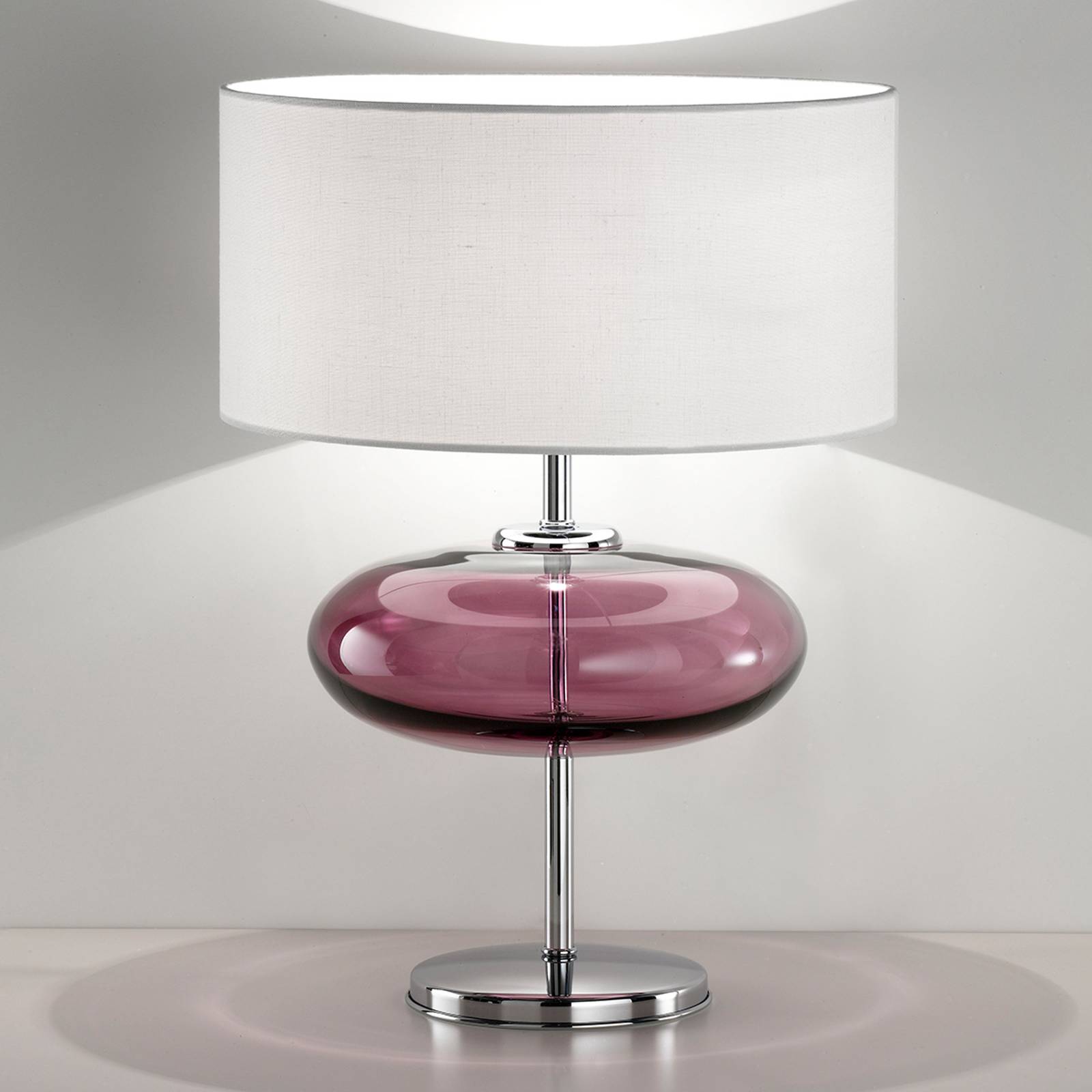 Show Elisse -pöytälamppu, 62 cm, pinkki lasiosio