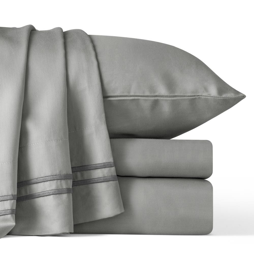 Subrtex Super Soft 300 Thread Count Cotton Tercel Blend Sheet Set, Twin XL, Light Grey in Gray | SBTQS3TX-LG