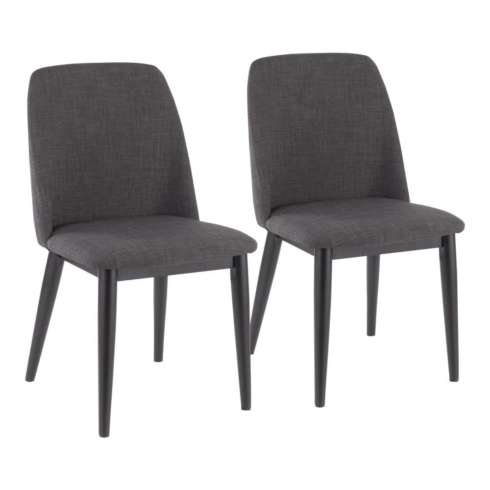 LumiSource Set of 2 Tintori Contemporary/Modern Polyester Blend Upholstered Dining Side Chair (Wood Frame) in Black | CHR-TNT CHAR+B2