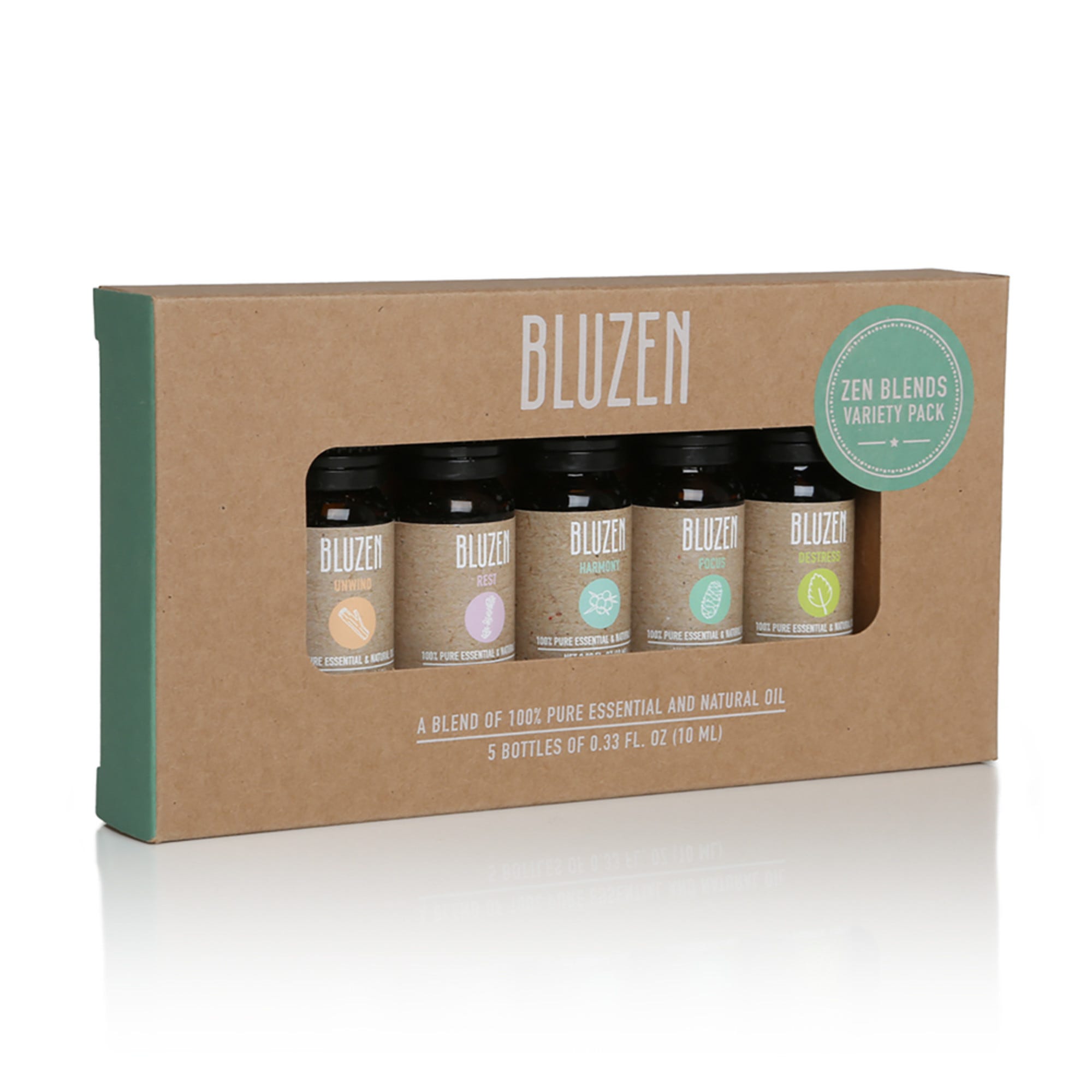 BluZen Zen Blends Essential Oils - Unwind, Rest, Harmony, Focus, Destressed, 10mL - 5 ct