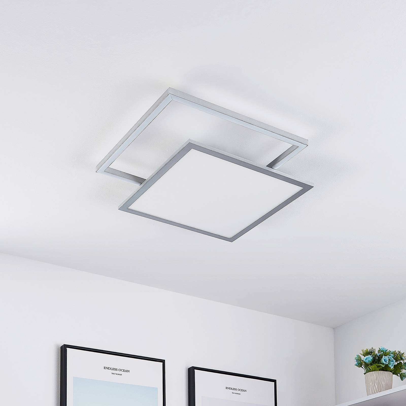 Lucande Senan -LED-kattovalaisin, neliömäinen, CCT