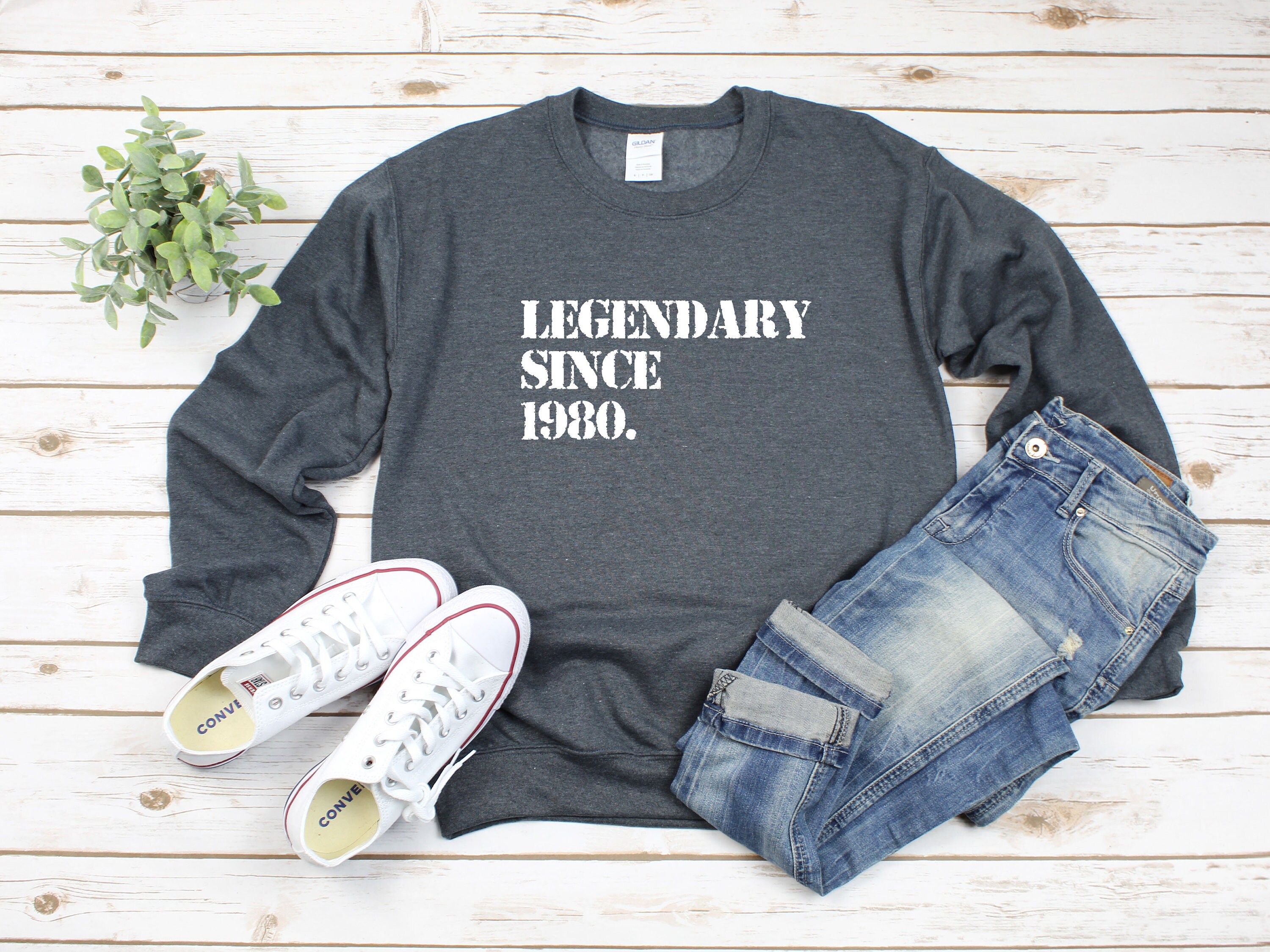 Legendary Since 1980 Heavy Blend Crewneck Sweatshirt, 40Th Birthday Sweater, Fall Gift For 40Th, Her