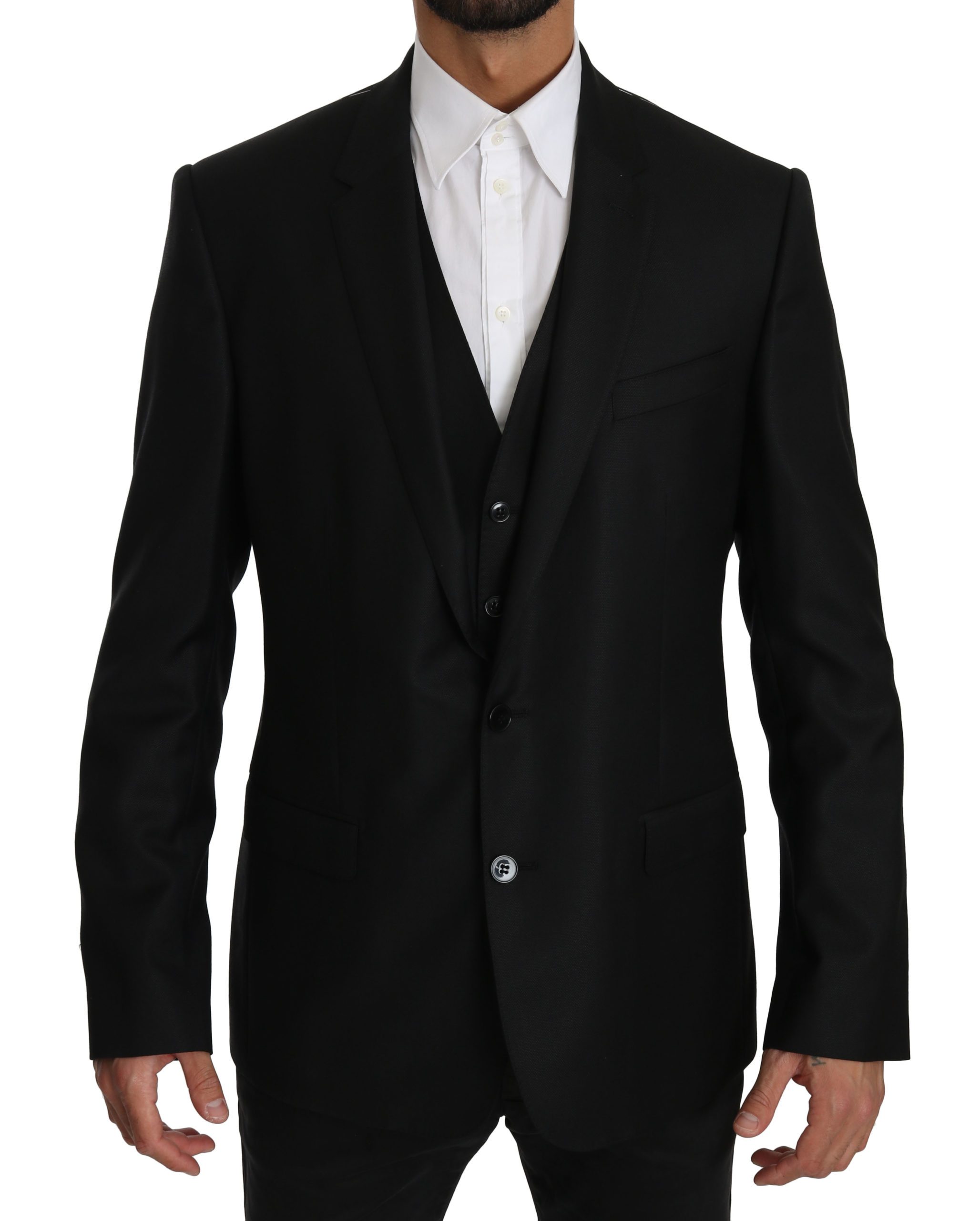 Dolce & Gabbana Men's Two Piece Vest MARTINI Blazer Black KOS1600 - IT52 | XL