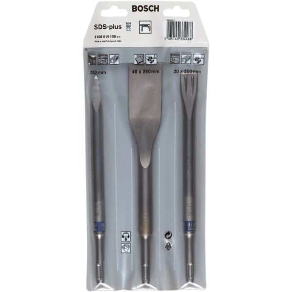 Bosch 2607019159 Meiselsett med SDS-Plus-feste 3 deler