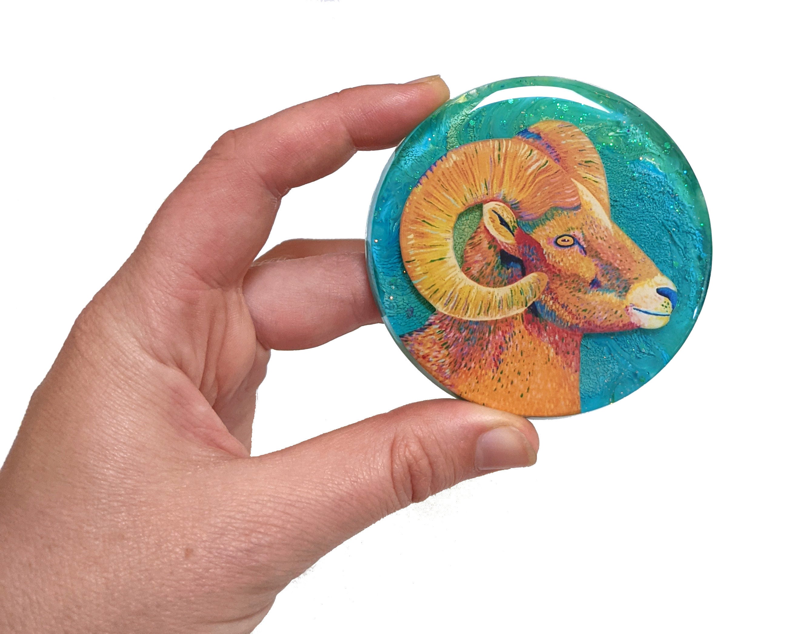 Big Horn Sheep Magnet, Ram Colorful Colorado State Animal Art, Wildlife Nature Present, Zookeeper Gift