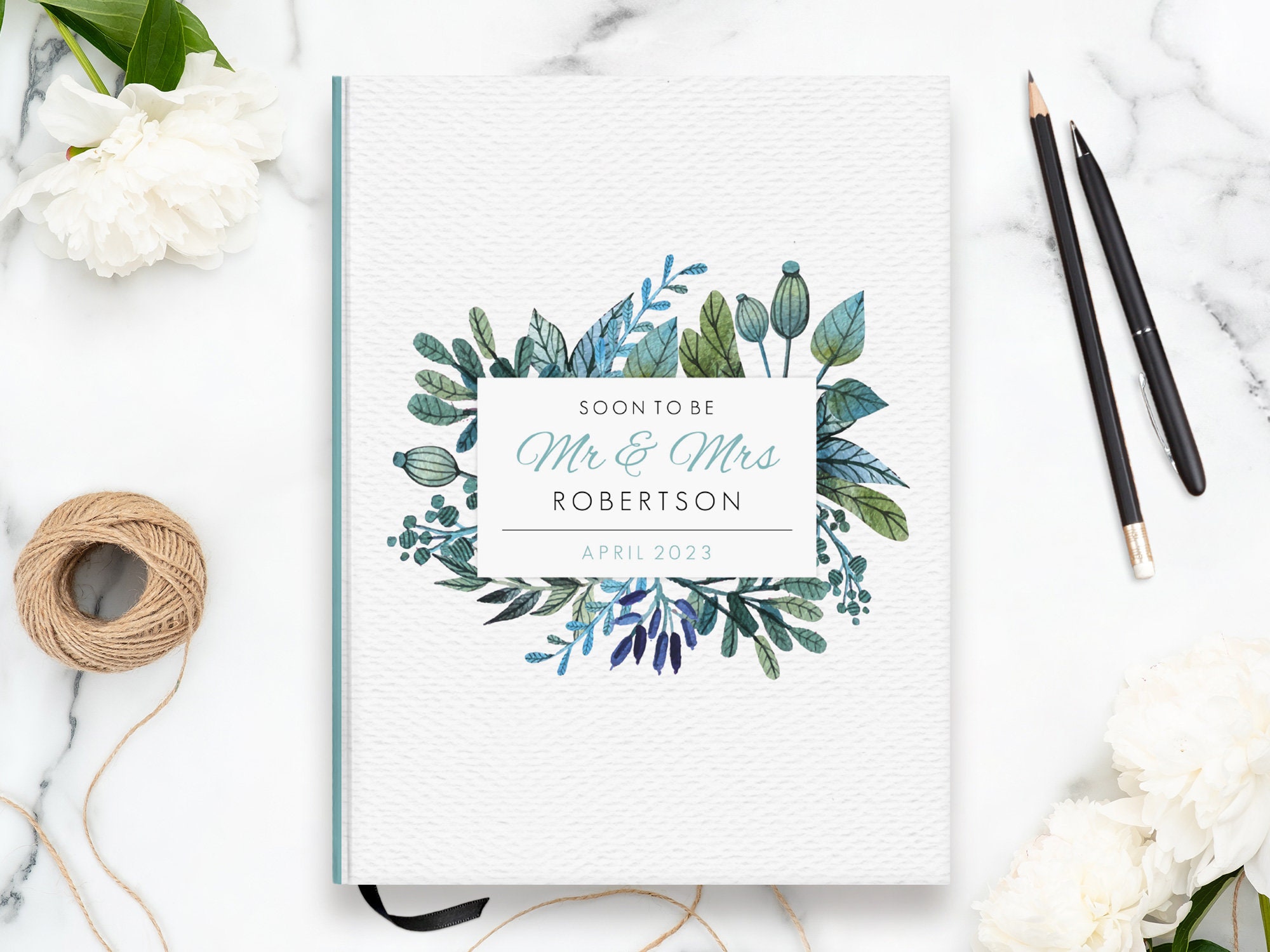 Wedding Planner | Premium Smyth-Sewn Bride Organization Keepsake Signature Sewn Turquoise Foliage